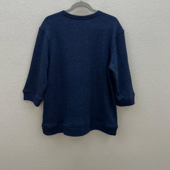 Cotton Traders Elephant Blue French Terry Pullover Sweatshirt Womens size 14 - Picture 5 of 5